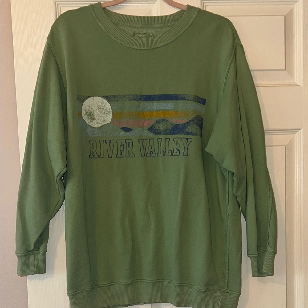 Aerie Distressed Green Sweatshirt